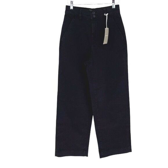Everlance Womens Organic Cotton Cropped Wide Leg Pants Black Size 2‎ NWT - Picture 1 of 10